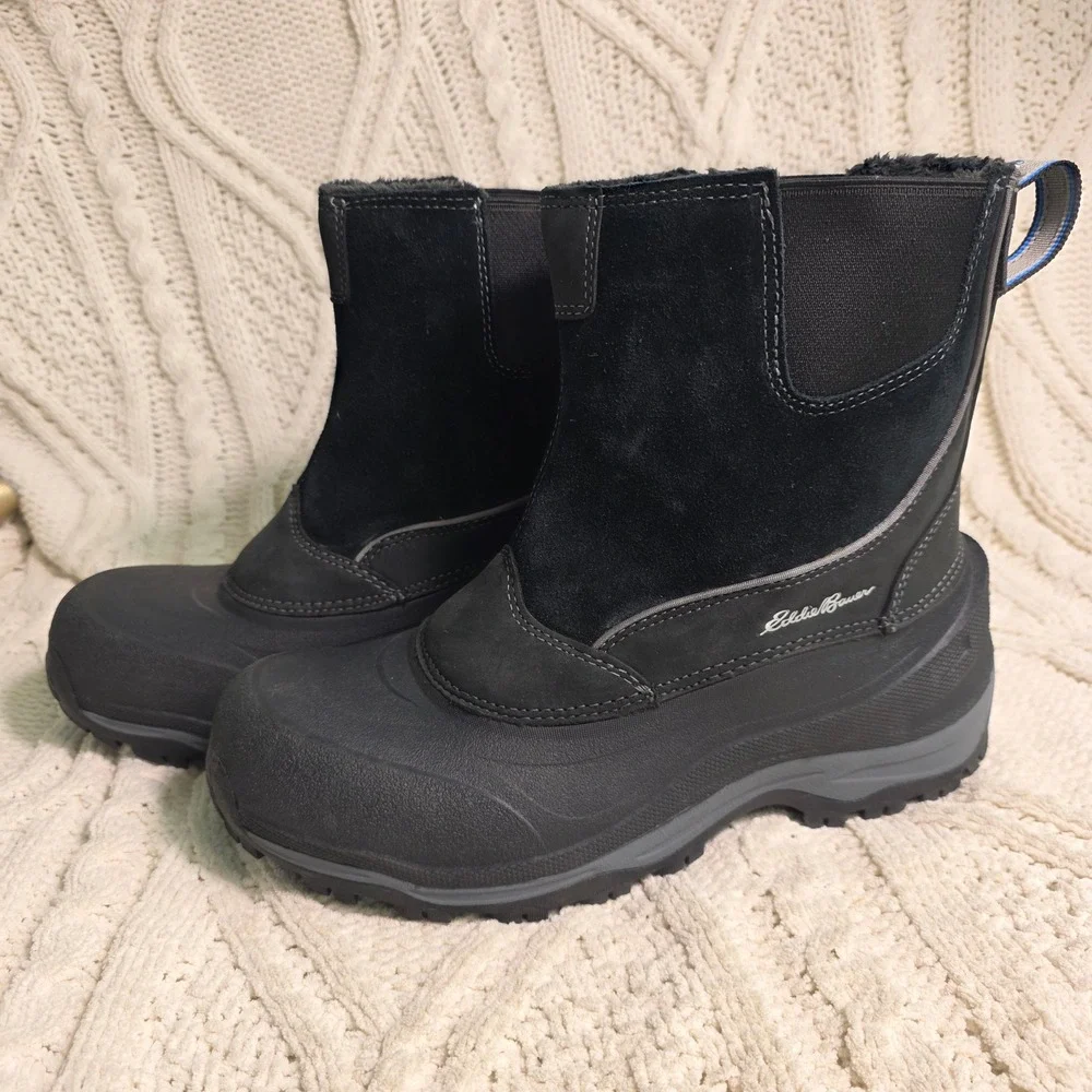 Eddie Bauer WeatherEdge Snow Boots Suede Waterproof 200g Thermafill Mens 8